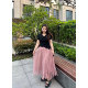 Meat rolls are slightly fat big size women's clothing petals irregular hem fat mm fairy atmosphere feeling skirt gauze skirt summer