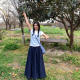 Qiuyu moment versatile loose denim midi skirt