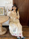 Gentle purple pink floral cotton linen shirt sweet lace lace doll collar lantern sleeve doll shirt age-reducing top