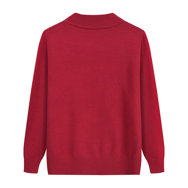 Middle-aged and elderly women's half-knitted turtleneck top autumn and winter mother grandma clothes solid color middle-aged bottom sweater
