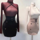 Korean autumn and winter new temperament versatile high-waisted button halterneck lace-up tight-fitting figure-hugging hip skirt for women