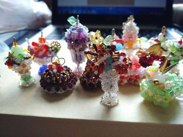 DIY hand-made beaded materials package blueberry/ice cream/dessert/fruit cup with tutorial crystal/imported rice beads