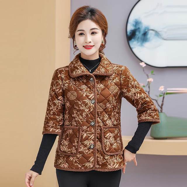 Mom pretend to be autumn and winter new thick short -sleeved cotton jackets Middle -aged and elderly women with velvet large size half -sleeved cotton jacket vest