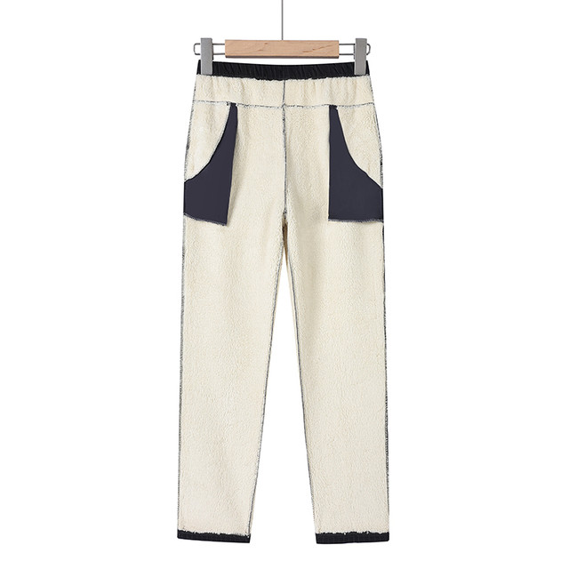 Middle-aged and elderly women's velvet thickened warm pants for outer wear mom's winter clothes for small people autumn and winter grandma pants cotton pants