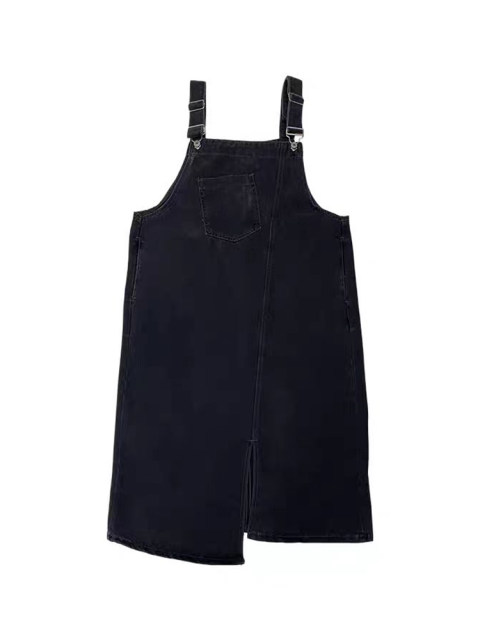 Large size early spring denim strap skirt for women fat mm high waist slimming belly dress pear-shaped body hiccup skirt