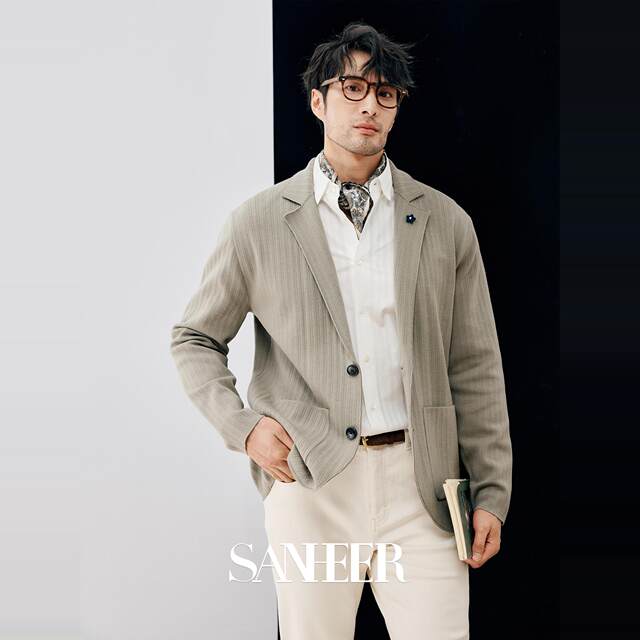 Elegant gentleman German BIELLA machine washable wool business suit collar knitted cardigan jacket DAZ763