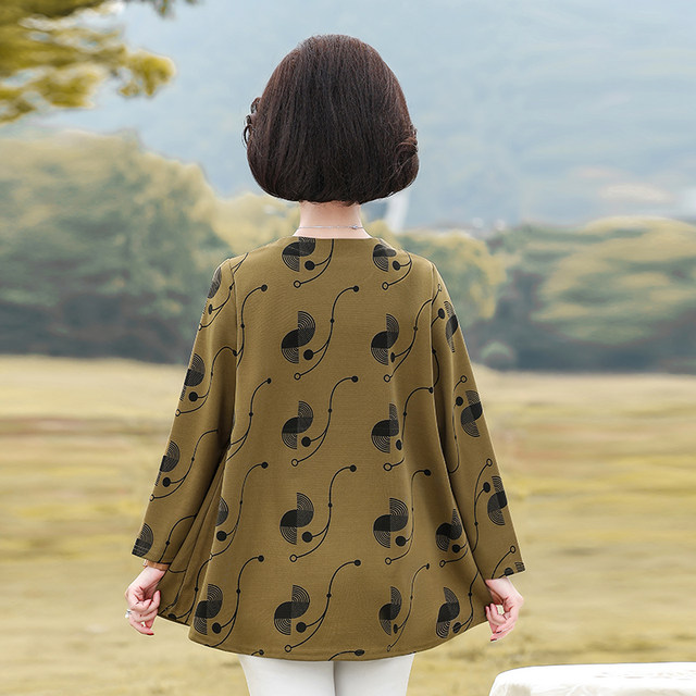 Mom women's clothing, fat and large size fashionable base shirt, middle-aged and fashionable long-sleeved middle-aged and elderly people's belly cover spring and autumn top