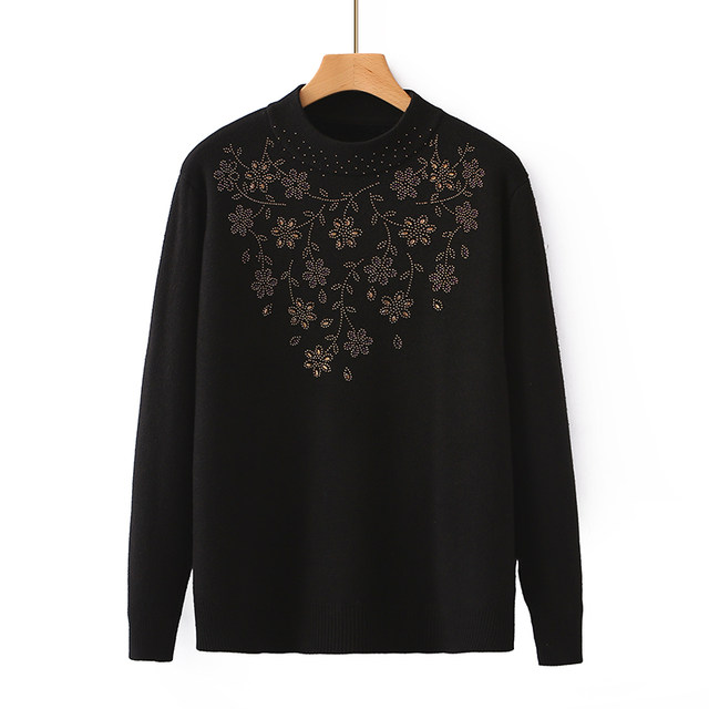 Mom's autumn and winter new style plus fat plus size middle-aged fashionable plus velvet middle-aged and elderly women's baseband thick sweater