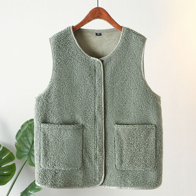 New vest jacket spring and autumn outfit wear middle-aged and elderly women with fat extra-large size mother fashionable horse clip elderly waistcoat