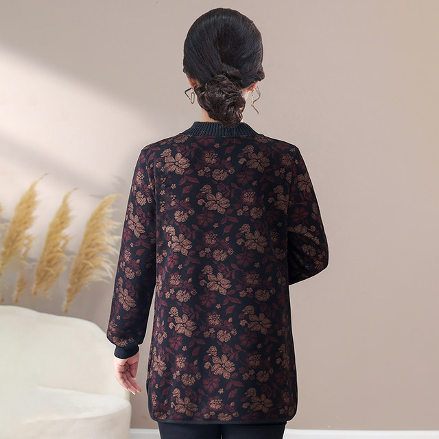 Mom, fat increase bottom shirt and velvet, warm long sleeves, middle -sleeves, middle -sleeves, middle -sleeved girls' autumn and winter clothes thickened foreign qi tops