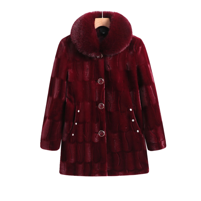 Middle-aged and elderly plus size plus size female grandmother's winter clothing plus velvet imitation mink velvet coat thickened mother's fur coat