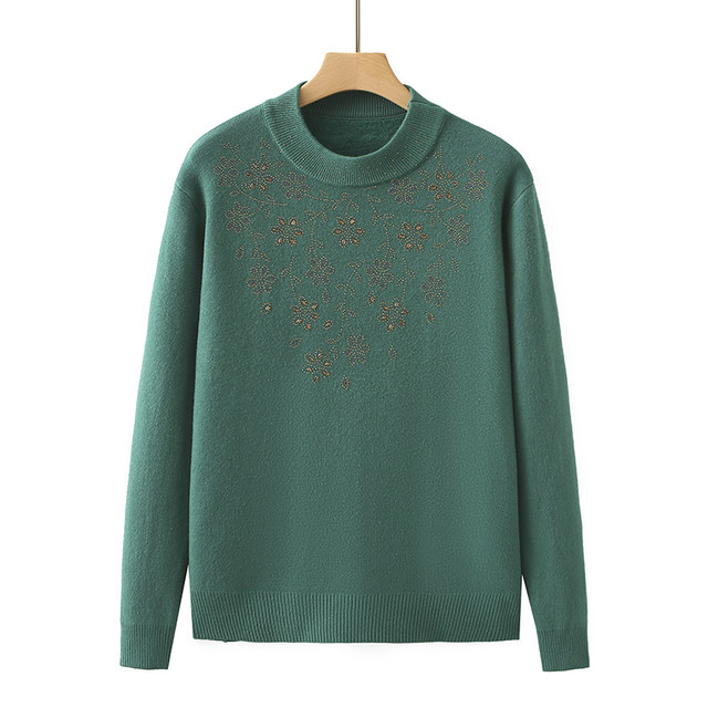 Mom's autumn and winter new style plus fat plus size middle-aged fashionable plus velvet middle-aged and elderly women's baseband thick sweater