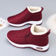 Women's cotton shoes, flat mother's shoes, middle-aged and elderly women's winter velvet thickened warm old Beijing cloth shoes, non-slip soft-soled women's shoes