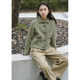 Lazy Contrast Color Circle Wool Short Sweater Cardigan Jacket Women's Thickened Warm Knitted Sweater Winter