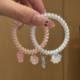 Cute cat eating fish high elasticity ponytail phone cord hair band female ins style niche simple couple bestie bracelet
