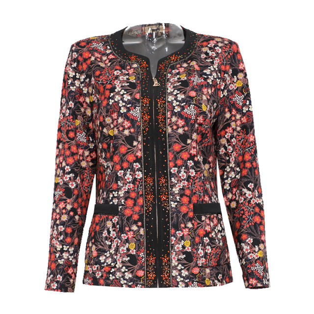 Qianyao 2024 new women's clothing spring and autumn long-sleeved floral shirt mother jacket large size loose top cardigan women