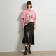 New U/TI Youti 2025 spring pink casual top printed mid-sleeved cotton short-sleeved T-shirt for women
