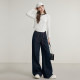 White long-sleeved round neck T-shirt, small slim base shirt, KBNE spring and autumn new spliced ​​contrasting top for women
