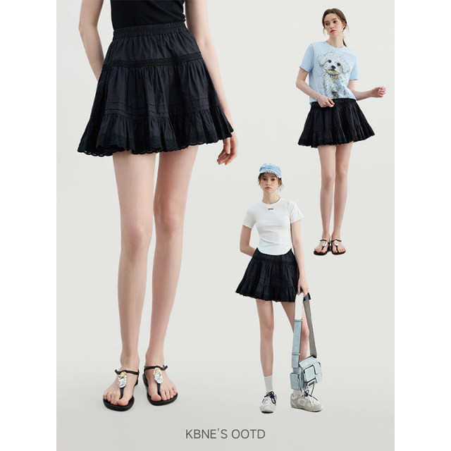 White lace skirt cake skirt for women KBNE2025 summer new skirt small temperament French short skirt