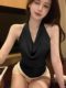 Pure desire atmosphere, swaying neck halter vest, female summer temperament, high-end backless slim sleeveless top, wear outside