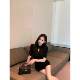 Kinky hollow half turtleneck sweater for women in spring 2025 new short-sleeved bottoming tight shoulder top
