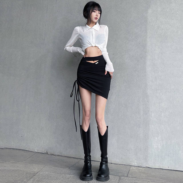 2024 Summer loaded hot girl sexy asymmetric strap hip skirts female high waist slim -fitting skirt tide