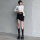 2024 Summer loaded hot girl sexy asymmetric strap hip skirts female high waist slim -fitting skirt tide