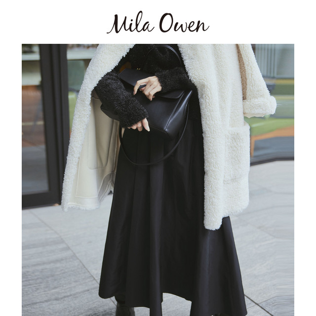 Mila Owen24 autumn and winter new product fashionable and elegant high-waist lace-up pleated A-line skirt 09WFS245005
