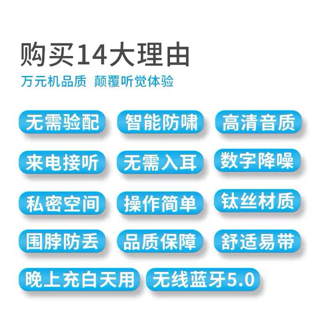 Bone conduction hearing aid for the elderly, all-in-one, non-in-ear, genuine behind-the-ear wireless assistive listening, Bluetooth suitable