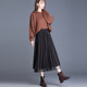Large size mesh skirt autumn and winter fat m drape high waist pleated skirt mid-length a line fairy pleated black gauze skirt