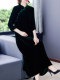 Middle-aged mother cheongsam dress noble and fashionable 2023 Spring and Autumn new high-end large-size women's gold velvet skirt