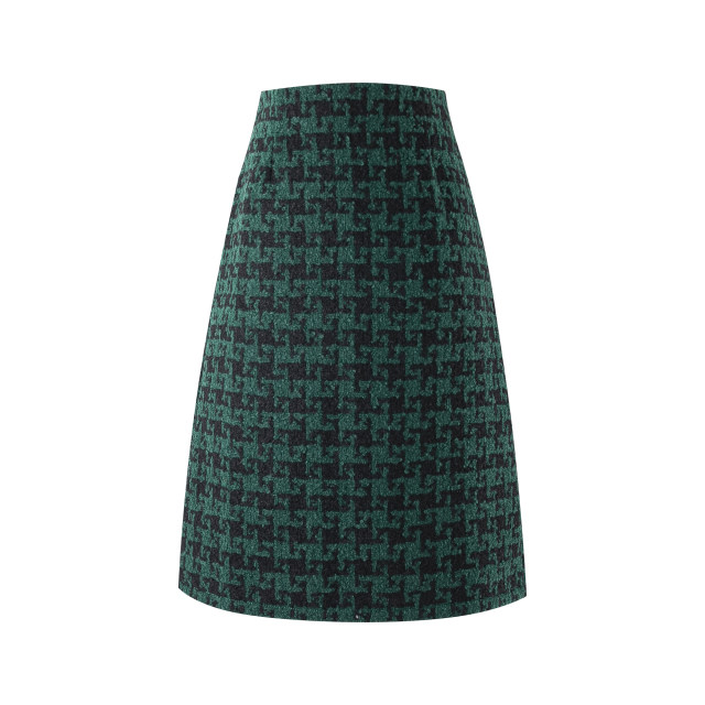 Women's 2024 Autumn and Winter Retro Houndstooth Plaid Skirt A-line High-waisted hip-slit one-step mid-skirt