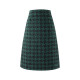 Women's 2024 Autumn and Winter Retro Houndstooth Plaid Skirt A-line High-waisted hip-slit one-step mid-skirt