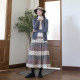 Spring and Autumn Pure Cotton Skirt Striped Polka Dot Skirt Literary Medium-Long A-line Skirt Versatile Slim Pleated Skirt Long Skirt