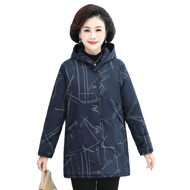 Extra large size 200Jin [Jin is equal to 0.5kg] Middle-aged and elderly mothers winter cotton-padded coat fat grandma medium-length cotton-padded jacket plus velvet jacket