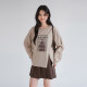Lan Ruoshui large-size women's clothing design sense slit printed sweatshirt fat mm autumn new belly covering top