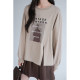 Lan Ruoshui large-size women's clothing design sense slit printed sweatshirt fat mm autumn new belly covering top