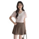 Lan Ruoshui's large-size women's clothing splicing fake two-piece V-neck T-shirt 2025 summer new fat MM huge slim and sweet top