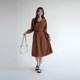 Plus size women's French retro corduroy dress for fat mm autumn waist slimming long skirt