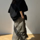 ManMans military green Japanese retro drawstring work skirt for women in spring new street A-line long skirt