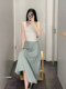 Minimalist cos style gray green asymmetric slim commuting mid-length skirt 24 summer new women's clothing commuting