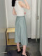 Minimalist cos style gray green asymmetric slim commuting mid-length skirt 24 summer new women's clothing commuting