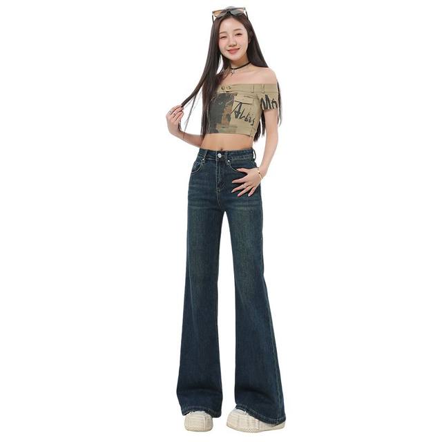 La Chapelle Puella denim high-waist loose micro-flare jeans 2025 spring and summer new floor-shoe pants