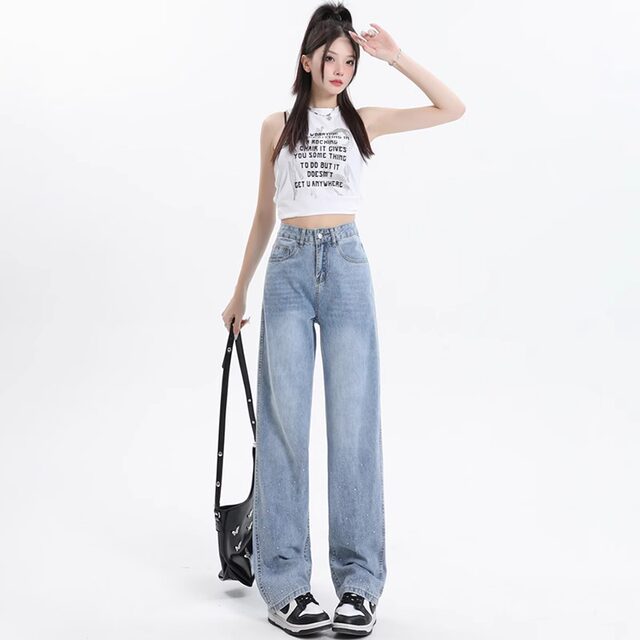 La Chapelle Puella 2025 new hot autumn and winter velvet straight jeans for women loose and wide