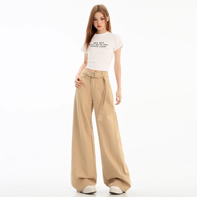 La Chapelle Puella American versatile wide-leg jeans for women 2025 new summer loose slim floor pants