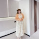 Fat fairy Yingying large size women's clothing fat mm spring and summer flesh-covering temperament cardigan tea break floral suspender dress set
