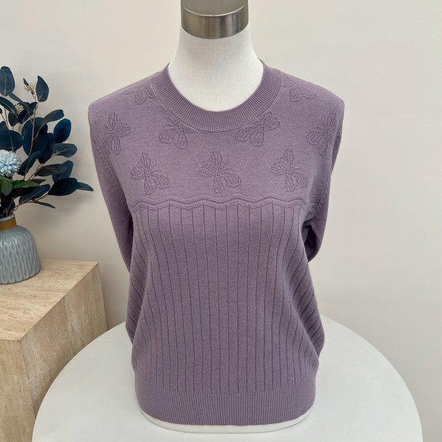 Autumn and winter mother's wear loose knitted sweater women's round neck pullover long sleeve middle-aged and elderly solid color bottoming shirt top