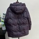 Winter grandma down jacket thickened warm embroidered coat middle-aged and elderly grandma hooded mid-length elderly clothes