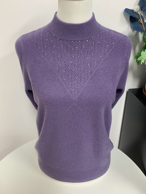 Large size 100 pure wool autumn and winter mother suit solid color half turtle neck knitted middle-aged and elderly grandma warm sweater for women