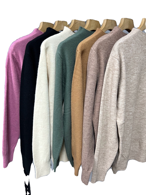 Autumn and winter solid color warm mother's knitted sweater loose pullover middle-aged and elderly wool short bottoming shirt top for women